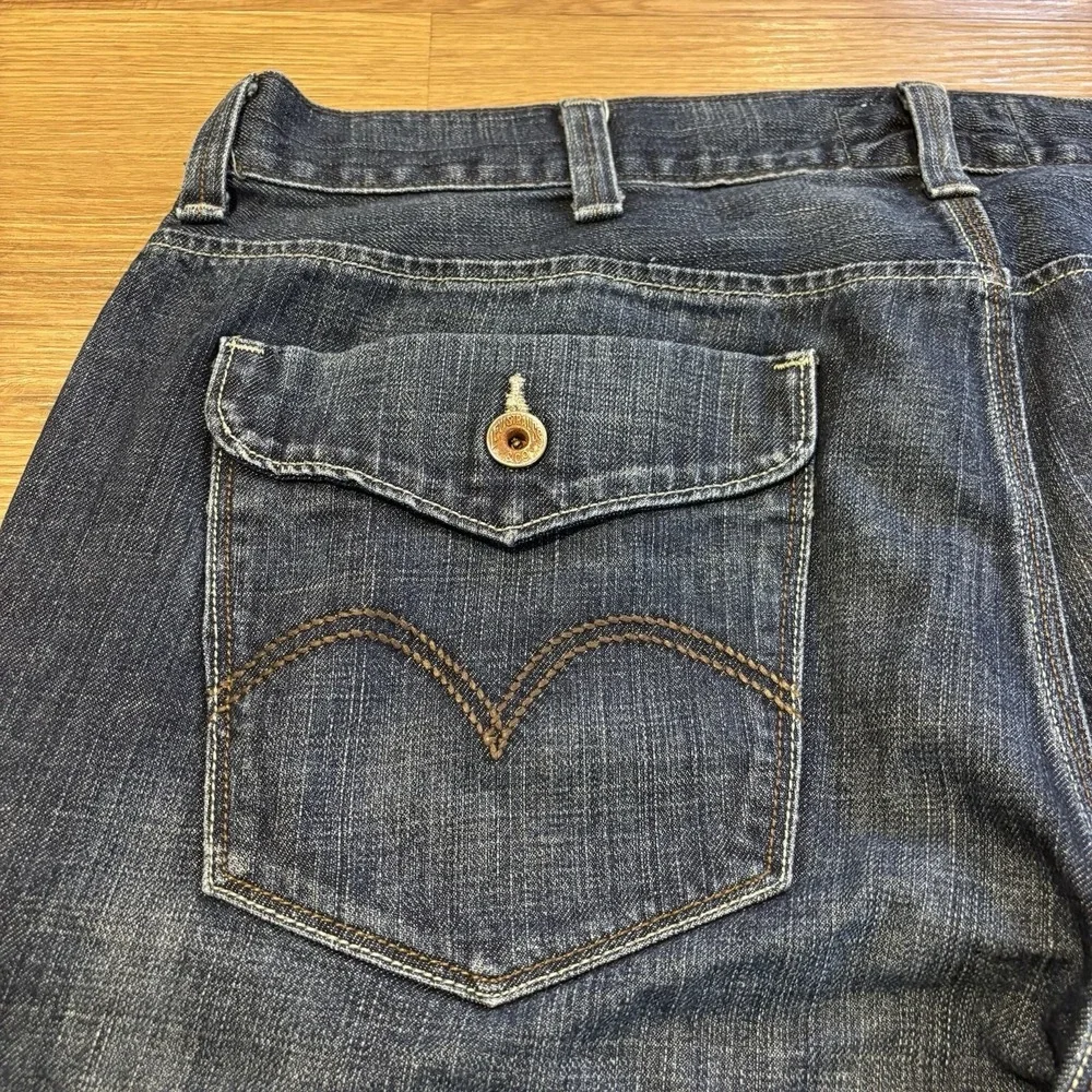 Levis Ramp Flat Front Jean Shorts Men's 42 Relaxed Blue Denim Flap Pockets Y2K